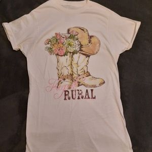 NWOT American Highway Western Boot & Hat graphic tee sz S